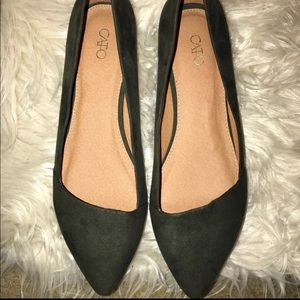 Olive green flats